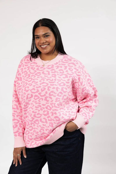 Smash + Tess Leopard Oversized Knit - Light Pink