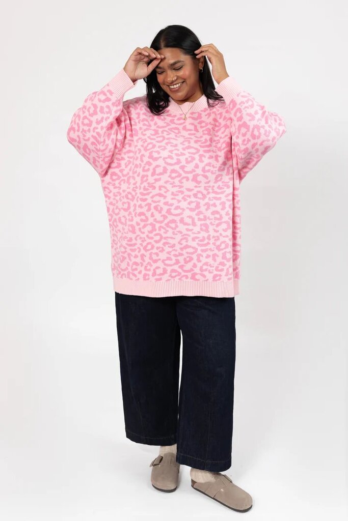 Smash + Tess Leopard Oversized Knit - Light Pink