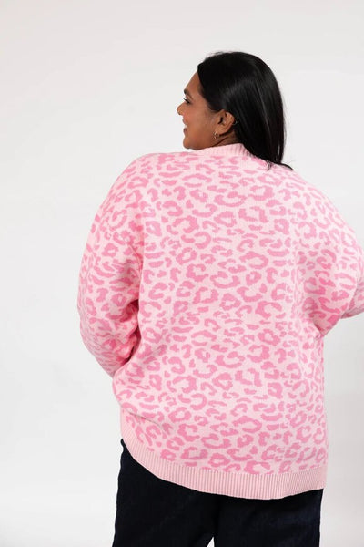 Smash + Tess Leopard Oversized Knit - Light Pink