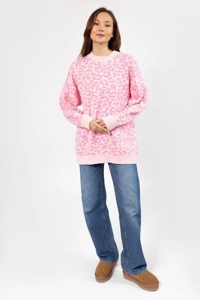 Smash + Tess Leopard Oversized Knit - Light Pink