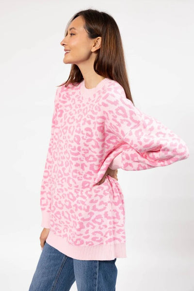 Smash + Tess Leopard Oversized Knit - Light Pink