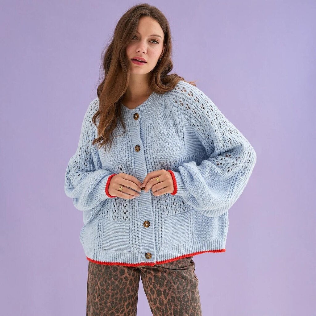 Cara & The Sky 'Brigit' Pointelle Stitch Balloon Sleeve Cardigan