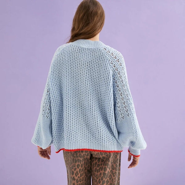 Cara & The Sky 'Brigit' Pointelle Stitch Balloon Sleeve Cardigan
