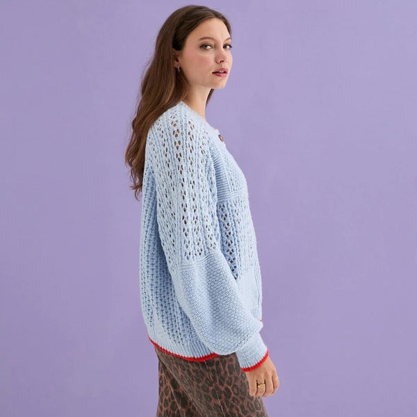 Cara & The Sky 'Brigit' Pointelle Stitch Balloon Sleeve Cardigan