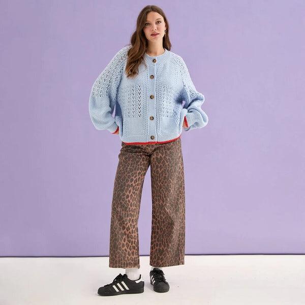 Cara & The Sky 'Brigit' Pointelle Stitch Balloon Sleeve Cardigan