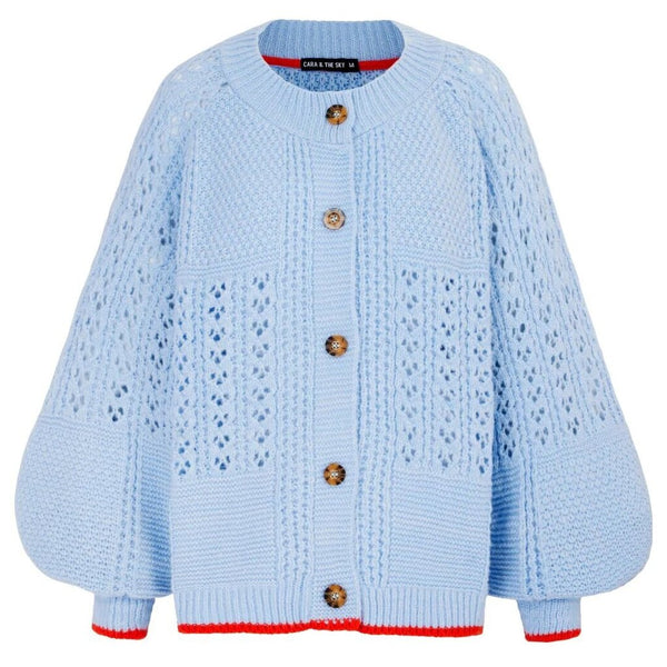 Cara & The Sky 'Brigit' Pointelle Stitch Balloon Sleeve Cardigan