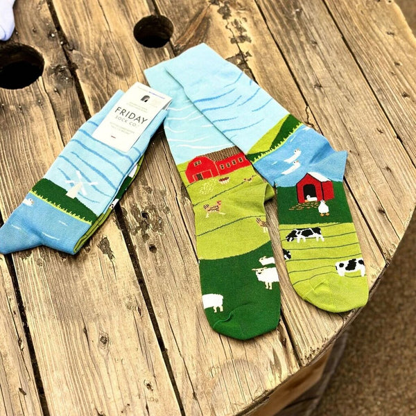 Friday Sock Co. Men's Barnyard Scene Socks