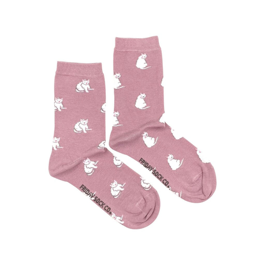 Friday Sock Co. Women's White Cat Socks