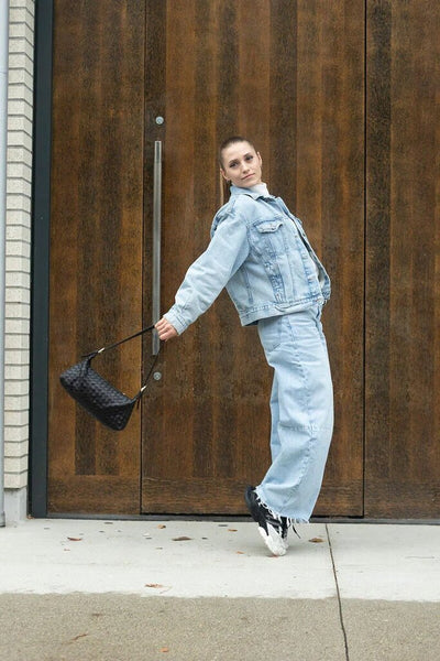 RISA 'Rhea' Woven Shoulder Bag - Black