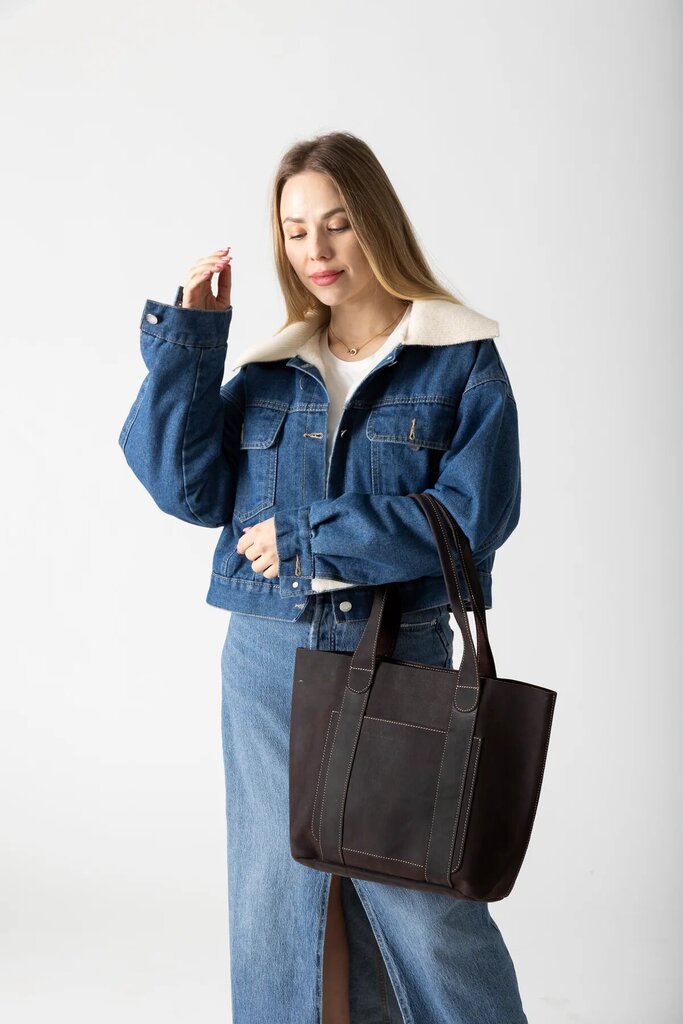 RISA Threaded Pocket Tote - Oil Tan Brown