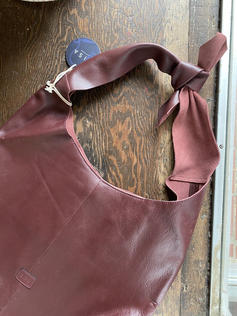 RISA Leather Knot Tote - Burgundy
