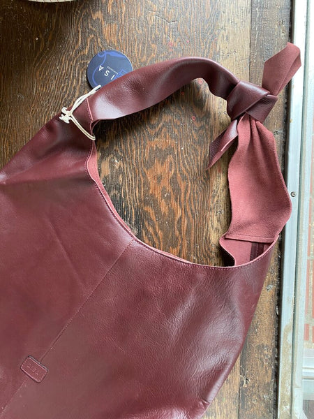 RISA Leather Knot Tote - Burgundy