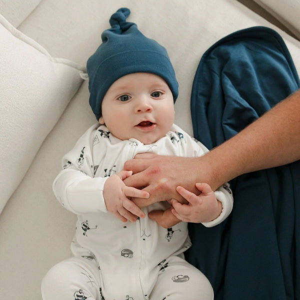 Perlimpinpin Newborn Bamboo Knotted Hat - Denim