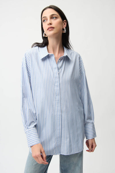 Joseph Ribkoff 261931 Tencel Stripe Boxy Blouse