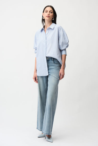 Joseph Ribkoff 261931 Tencel Stripe Boxy Blouse