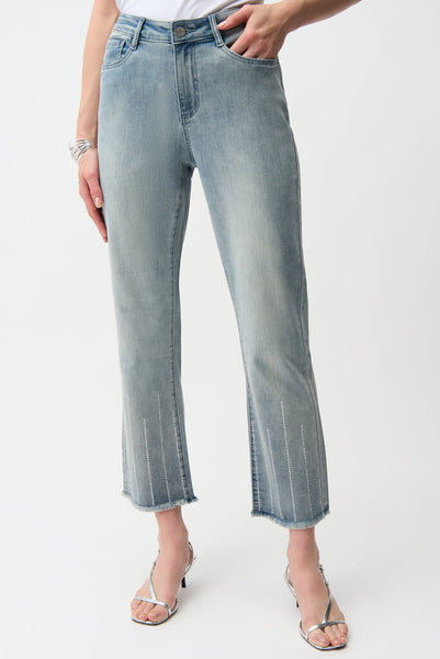 Joseph Ribkoff 261945 Straight Crop Jeans with Rhinestones
