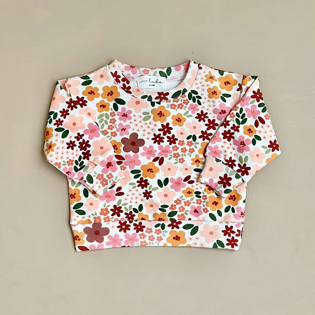 Little Luba Pink Ditsy Floral Sweater