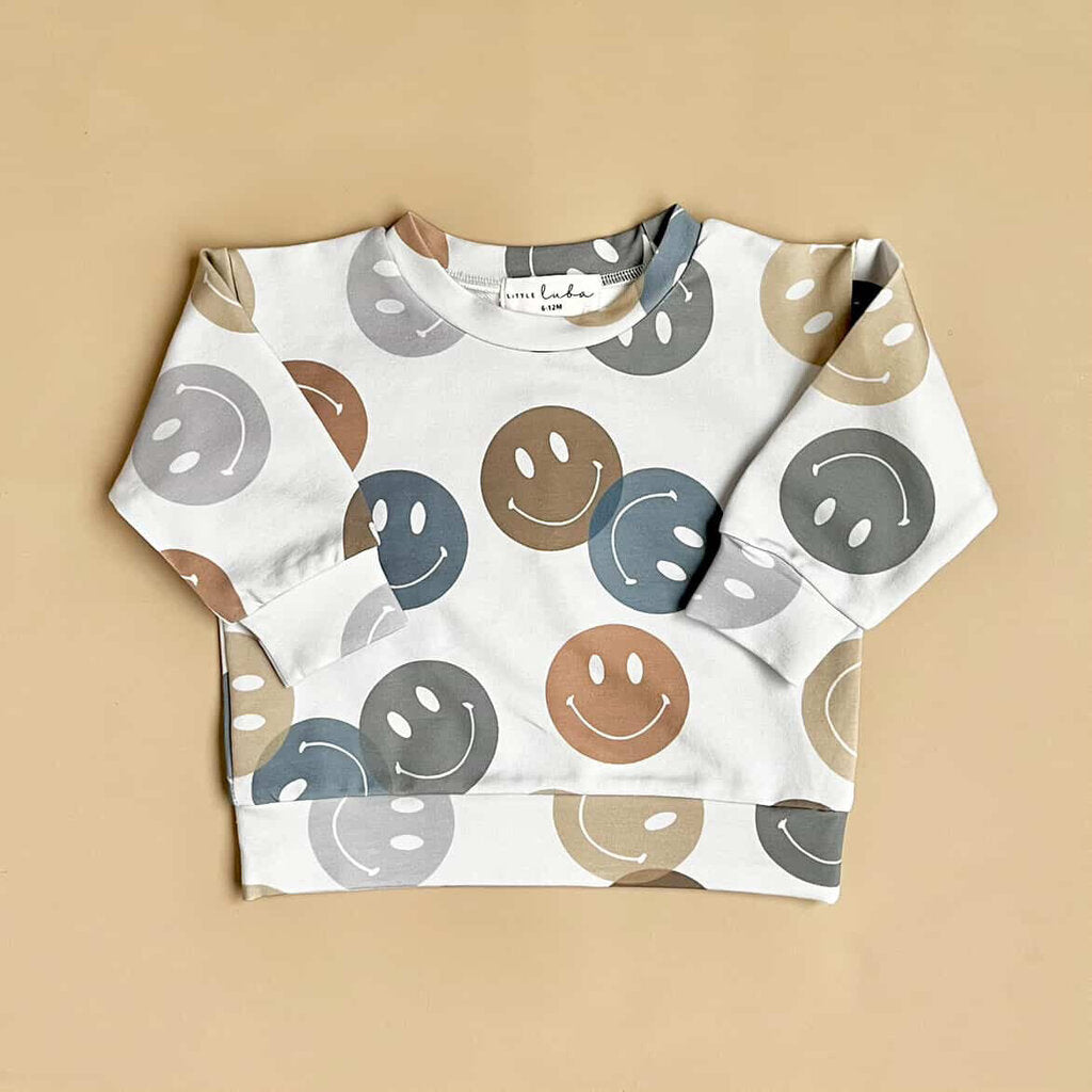 Little Luba Fall Smiles Blue Crewneck Sweater