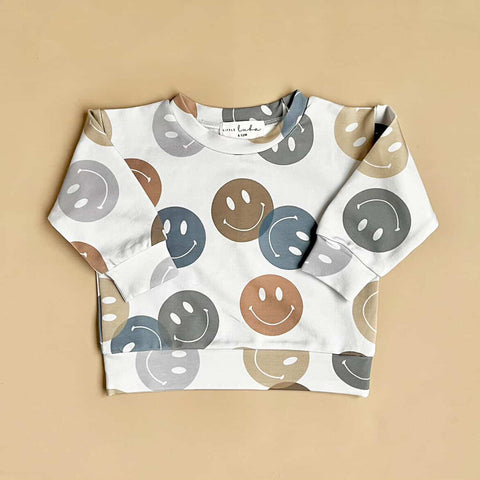Little Luba Fall Smiles Blue Crewneck Sweater