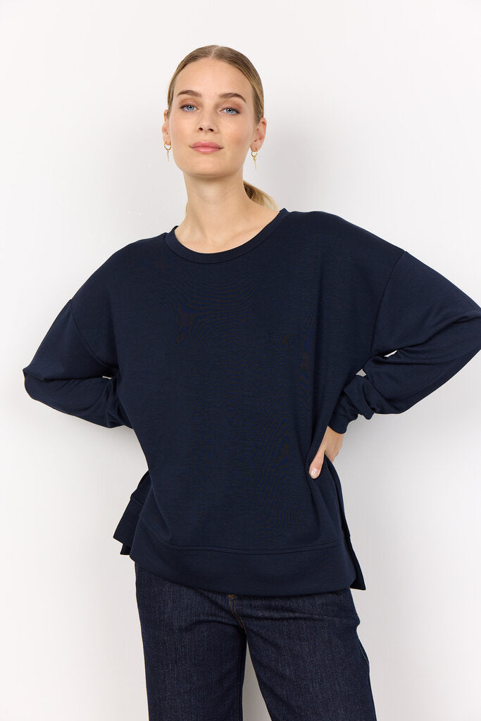 Soyaconcept 'Banu' Sweatshirt with Side Slits - Navy