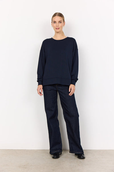 Soyaconcept 'Banu' Sweatshirt with Side Slits - Navy