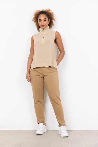 Soyaconcept 'Julia' 1/4 Zip Pullover Knit Vest - Sand