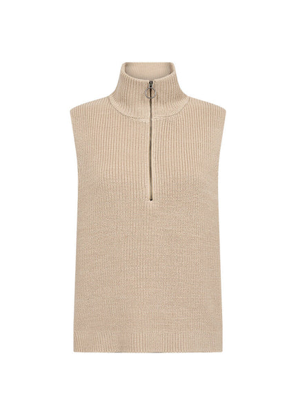 Soyaconcept 'Julia' 1/4 Zip Pullover Knit Vest - Sand