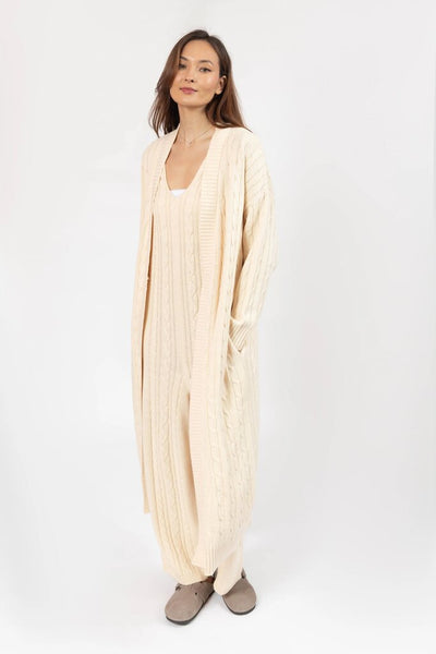 Smash + Tess 'Cecilia' Cable Knit Long Cardigan - Cream