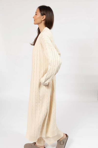 Smash + Tess 'Cecilia' Cable Knit Long Cardigan - Cream