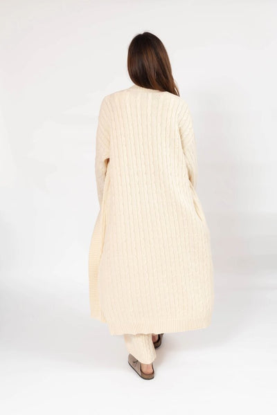 Smash + Tess 'Cecilia' Cable Knit Long Cardigan - Cream