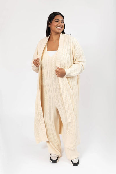 Smash + Tess 'Cecilia' Cable Knit Long Cardigan - Cream