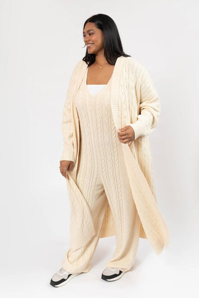Smash + Tess 'Cecilia' Cable Knit Long Cardigan - Cream
