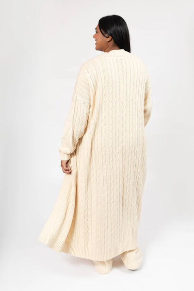 Smash + Tess 'Cecilia' Cable Knit Long Cardigan - Cream