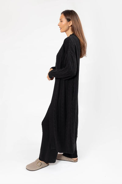 Smash + Tess 'Cecilia' Cable Knit Long Cardigan - Black