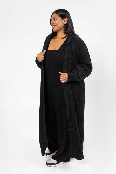 Smash + Tess 'Cecilia' Cable Knit Long Cardigan - Black