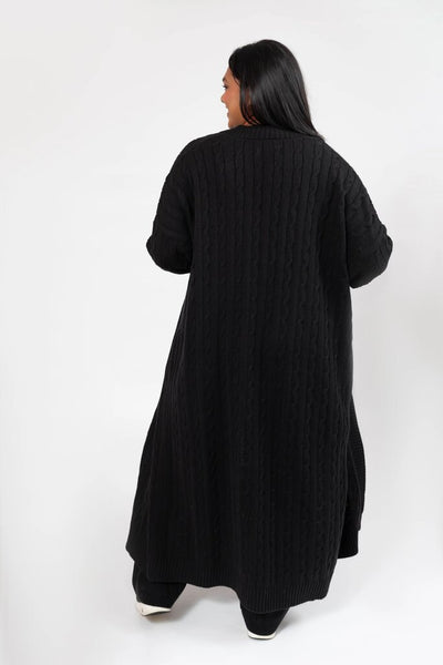 Smash + Tess 'Cecilia' Cable Knit Long Cardigan - Black