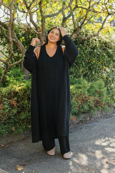 Smash + Tess 'Cecilia' Cable Knit Long Cardigan - Black