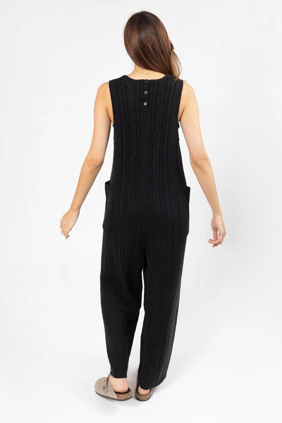 Smash + Tess 'Cecilia' Cable Knit Straight Leg Romper - Black