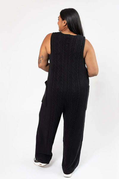 Smash + Tess 'Cecilia' Cable Knit Straight Leg Romper - Black