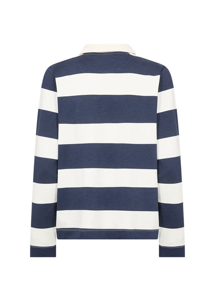 Soyaconcept 'Barni' Navy Stripe Long Sleeve Polo Shirt