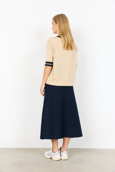 Soyaconcept 'Banu' Short Sleeve Top with Ribbed Trim - Sand