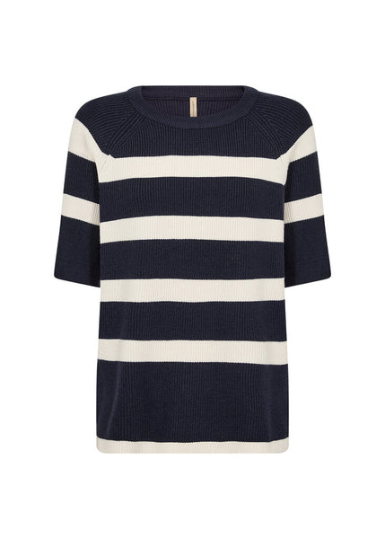 Soyaconcept 'Kanita' Navy Stripe Knit 3/4 Sleeve Top