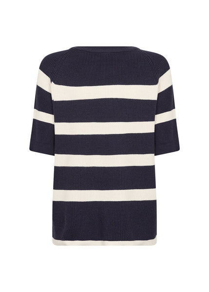 Soyaconcept 'Kanita' Navy Stripe Knit 3/4 Sleeve Top
