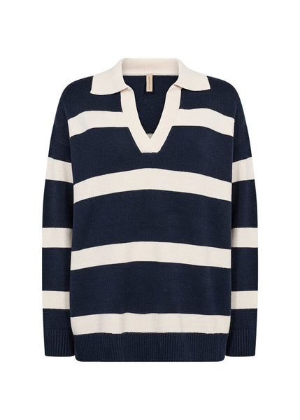 Soyaconcept 'Kanita' Navy Stripe Top with Collar