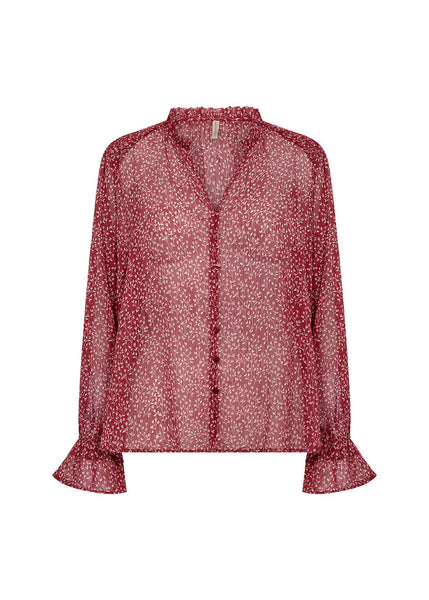Soyaconcept 'Bebbie' Red Leaf Print V-Neck Blouse