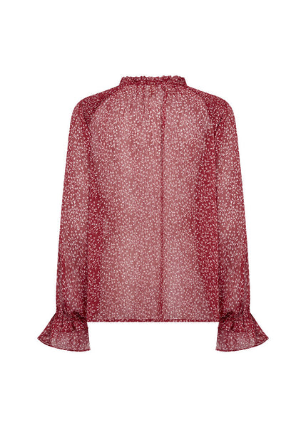 Soyaconcept 'Bebbie' Red Leaf Print V-Neck Blouse