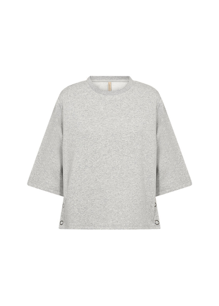 Soyaconcept 'Angelin' Short Sleeve Sweater Top - Light Grey Melange
