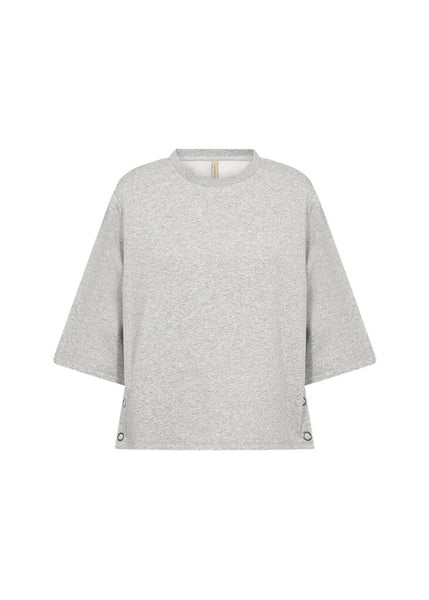 Soyaconcept 'Angelin' Short Sleeve Sweater Top - Light Grey Melange