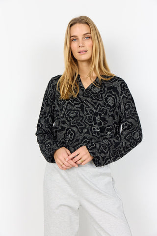 Soyaconcept 'Marica' Black Floral Dotted Pattern Blouse