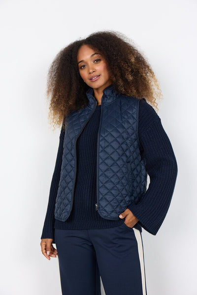 Soyaconcept 'Benete' Navy Quilted Short Vest